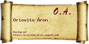 Oriovits Áron névjegykártya